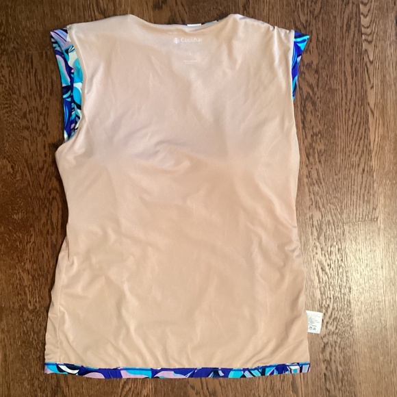 Coolibar Kaylana Tank Top UPF 50+ Blue Floral Swim Rashguard Aqua Helios Fabric - Picture 9 of 15